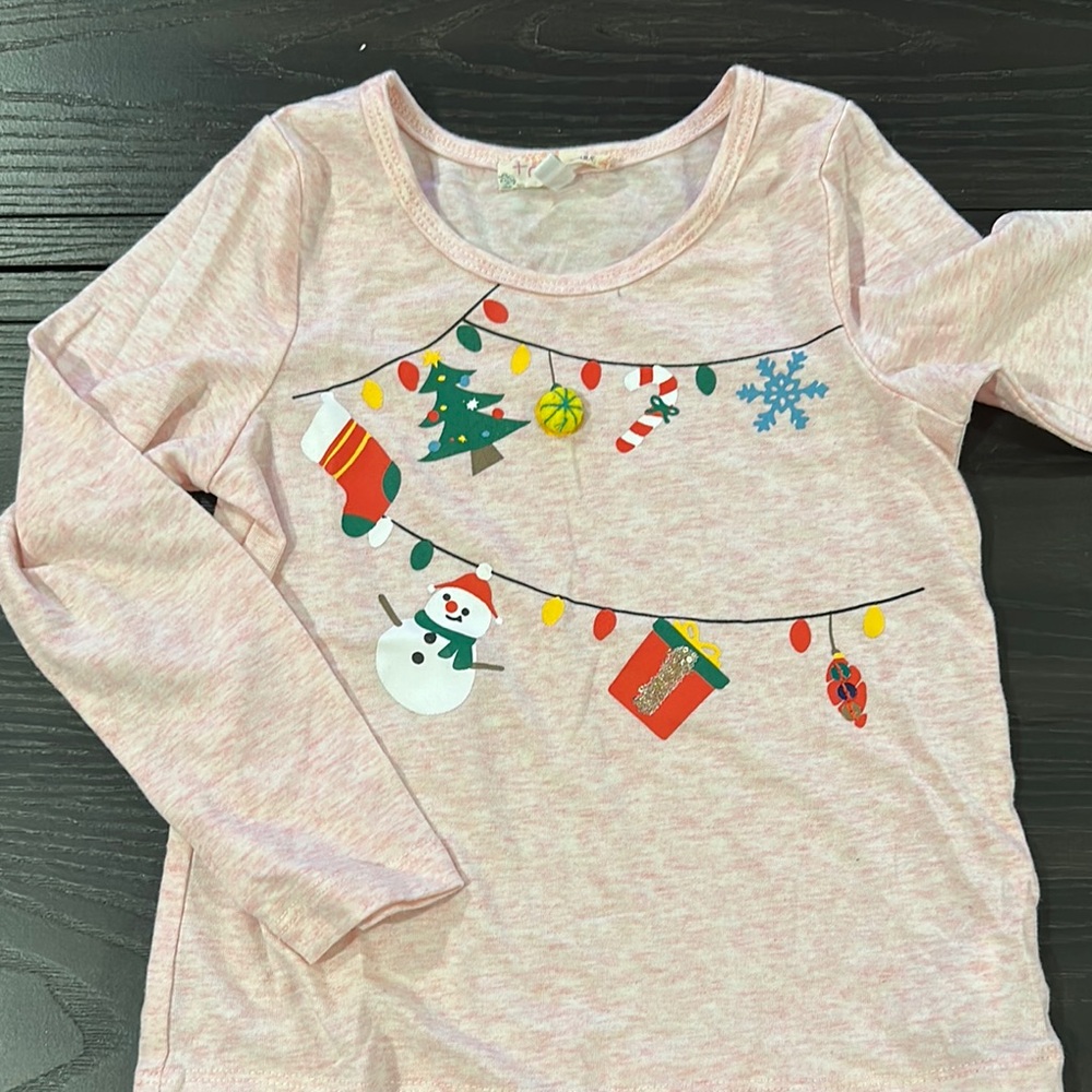 Truly Me Pink Long Sleeve Tee with Festive Garland Design